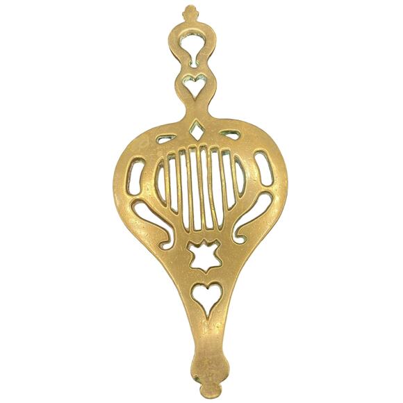 Vtg Antique English Victorian Reticulated Brass Flat Iron Trivet 19th century - Picture 1 of 4